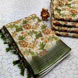 Digital Linen Cotton Sarees