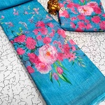 Digital Linen Cotton Sarees