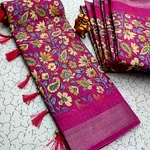 Digital Linen Cotton Sarees