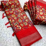 Digital Linen Cotton Sarees